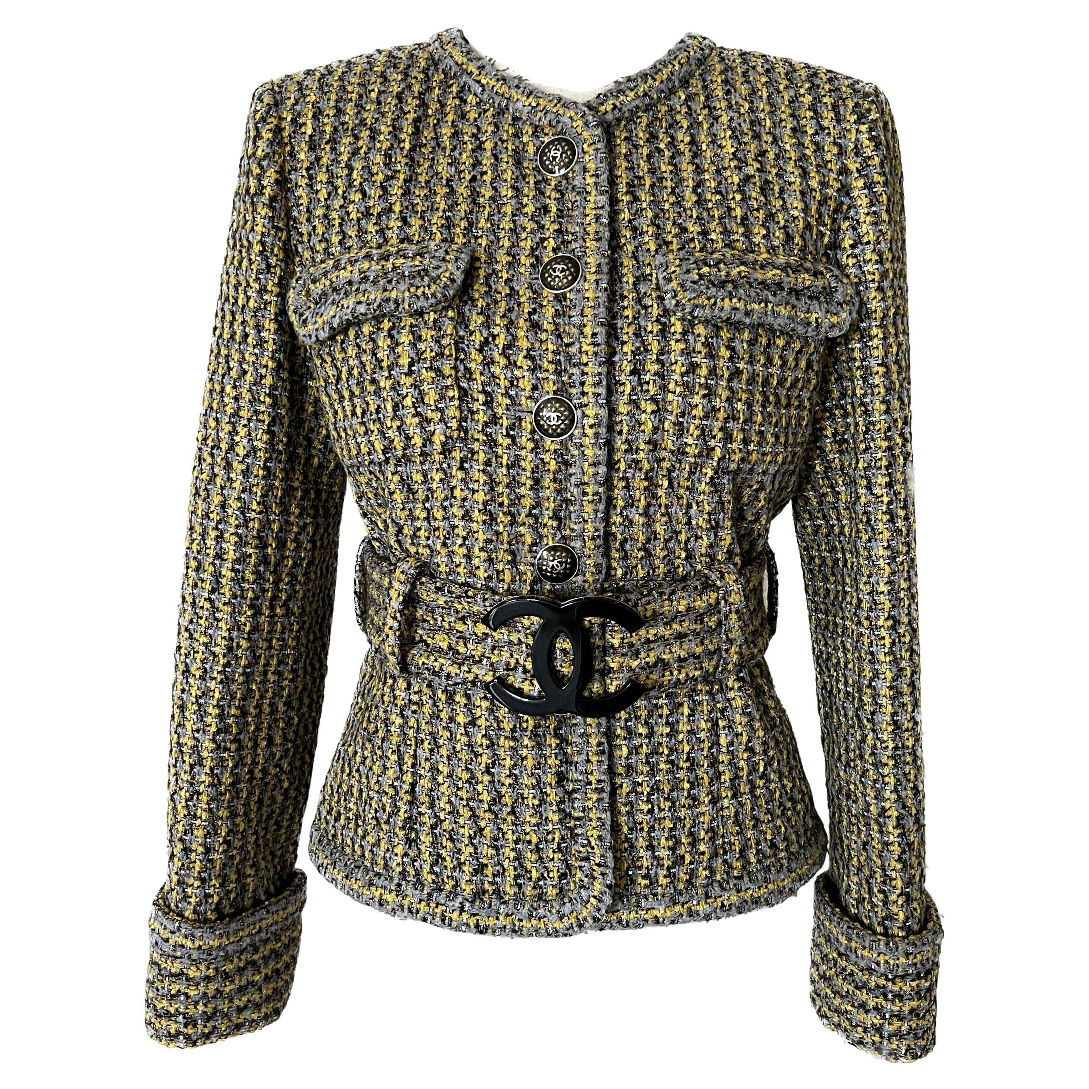 Chanel CC Belted Lesage Tweed Jacket at 1stDibs