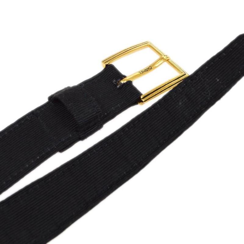 CHANEL CC Black Canvas Quilted Gold Hardware Waist Belt Bag In Excellent Condition In Chicago, IL