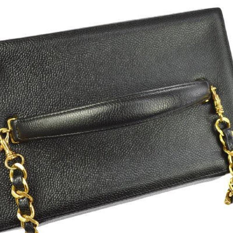 CHANEL CC Schwarze Kaviar Leder Gold Kosmetik-Reise-Schmink-Top Handle Bag im Zustand „Gut“ im Angebot in Chicago, IL