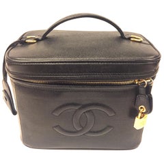 Retro Chanel “CC”  Black Caviar Vanity Bag