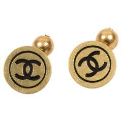 Chanel CC Black CC cuff-links