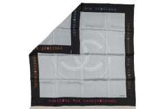 Chanel CC Black Grey Logo Scarf New