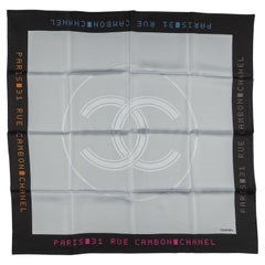 Chanel CC Black Grey Logo Scarf New