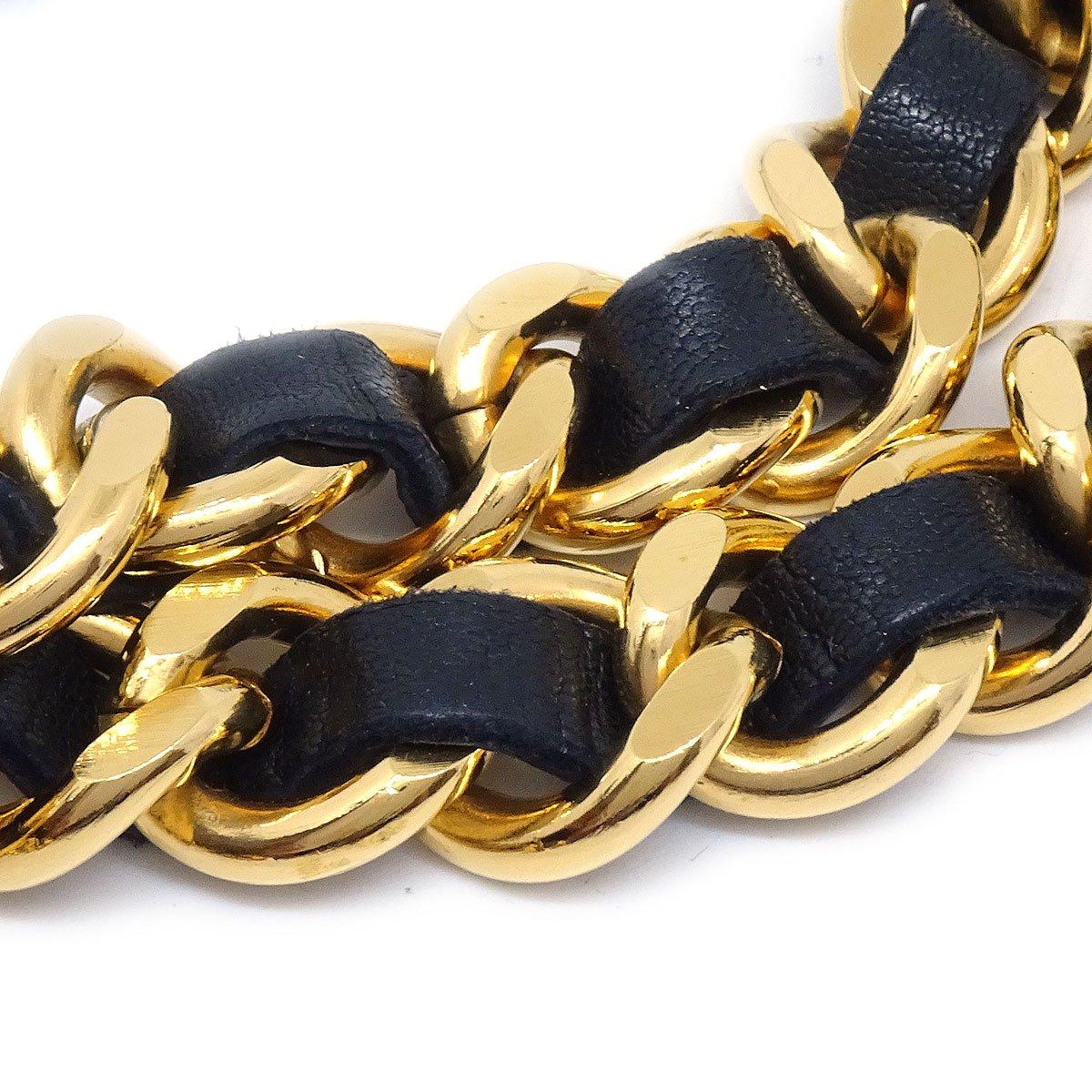 Beige CHANEL CC Black Lambskin Leather Gold Metal Charm Chain Link Waist Belt  For Sale