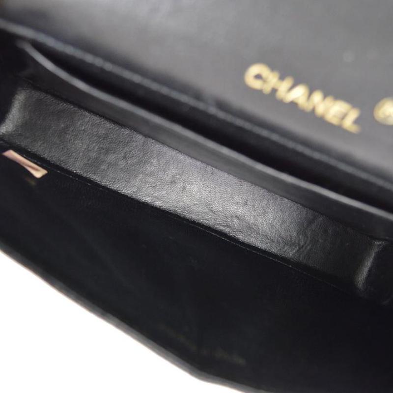 CHANEL CC Black Lizard Exotic Leather Gold Small Party Flap Shoulder Flap Bag For Sale 1