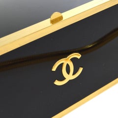 CHANEL CC Black Plastic Gold Small Evening Square Shoulder Bag