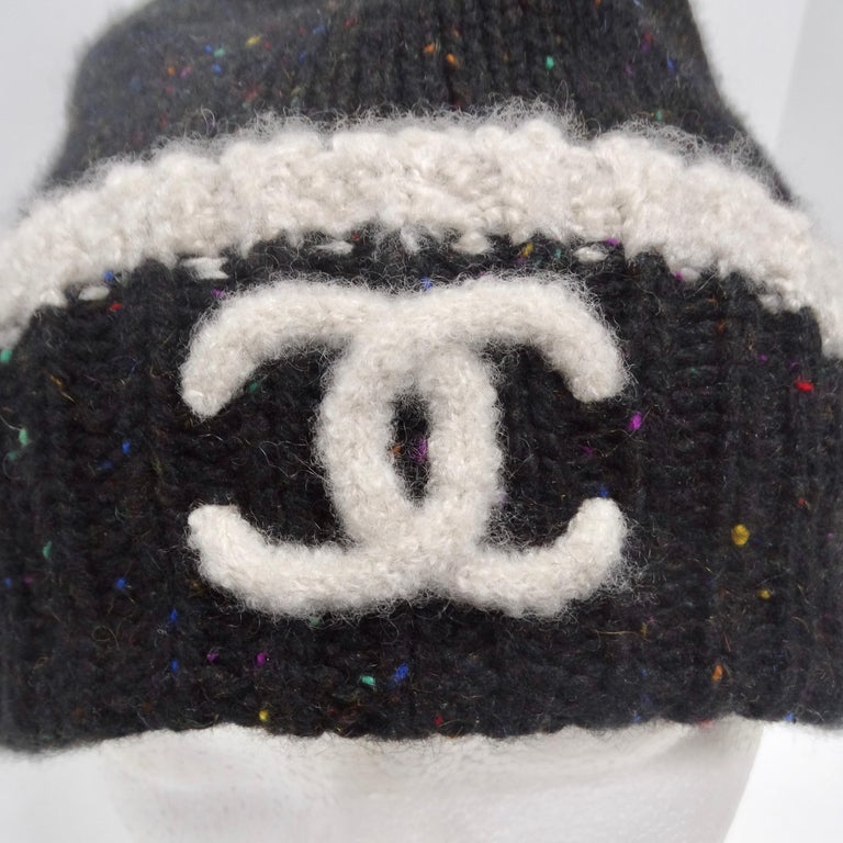 NWT Chanel rainbow beanie OS Chanel Black & Multicolor Striped-Cuff Beanie | WHAT main image 4