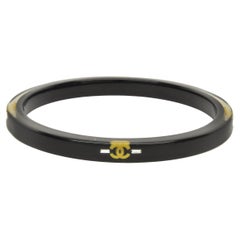 Chanel CC Black Resin Bangle Bracelet