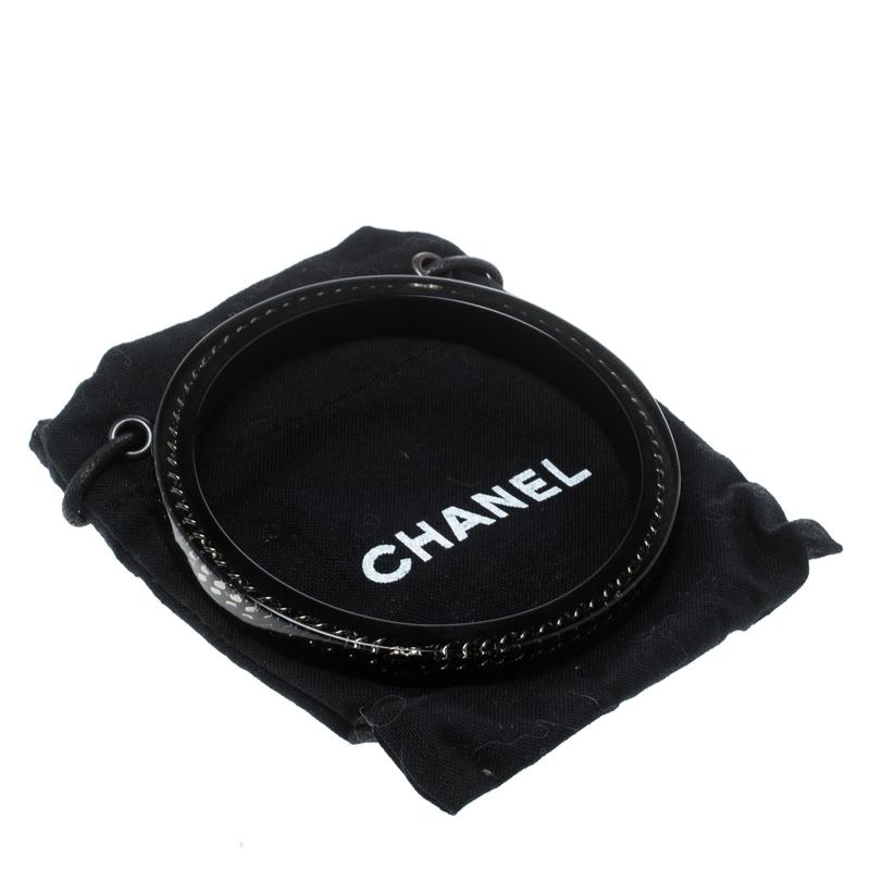 Chanel CC Black Resin Link Chain Bangle Bracelet 2