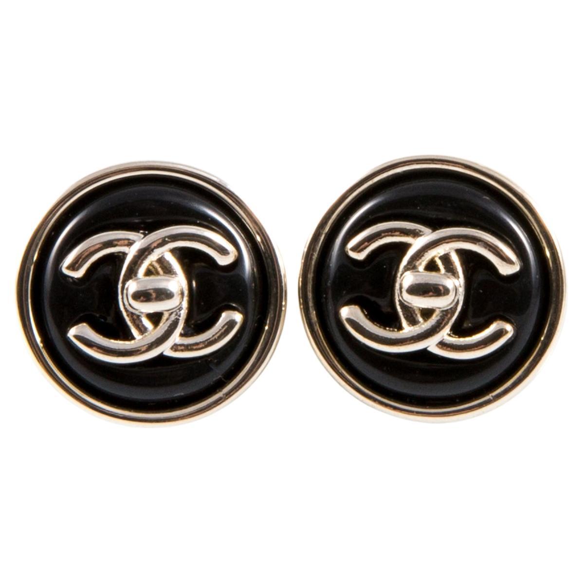 Orecchini tondi neri Chanel CC