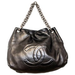 Chanel CC Black Soft Leather Modern Chain Hobo Bag 2007