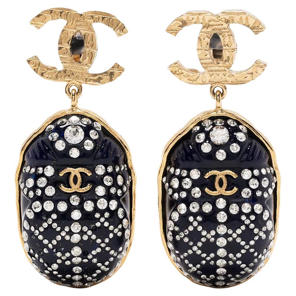 Chanel Chanel Earrings Logo Metal/rhinestone Gold X Silver Ladies