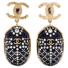 Chanel CC Blaue Kätzchen-Ohrringe