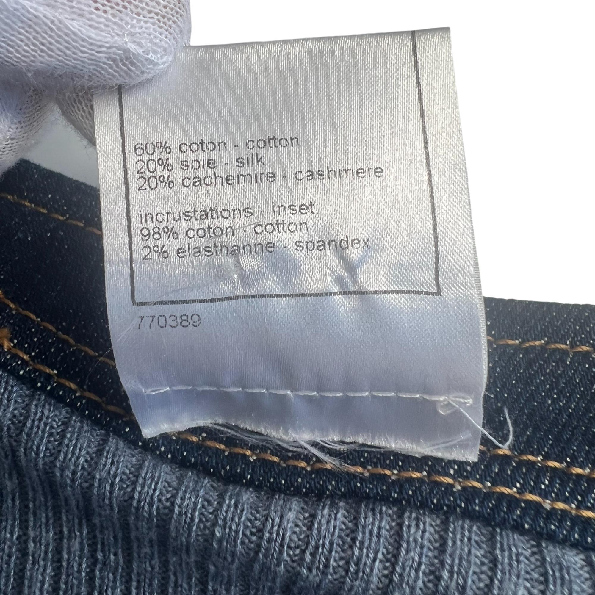 Women's Chanel CC Blue Denim Top Trimmed V Neck Vest Tank Top 2007 (FR42  Large)