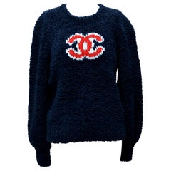 CHANEL CC Blue  Teddy Sweater   NEW  With Tags  Size 38FR