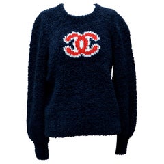 CHANEL CC Blue Teddy Sweater NEW With Tags Size 38FR