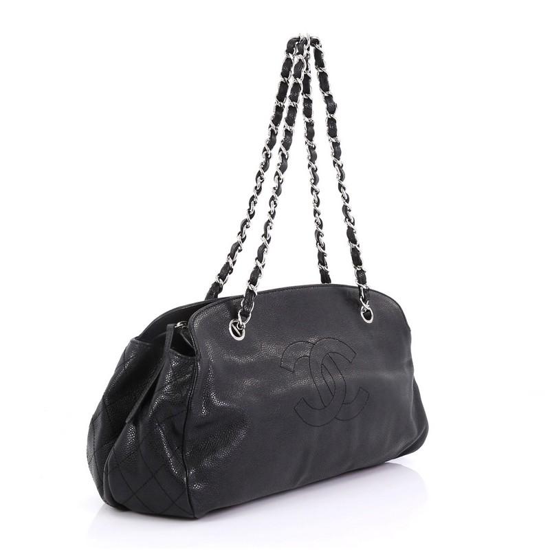 Black Chanel CC Bowler Bag Caviar Large