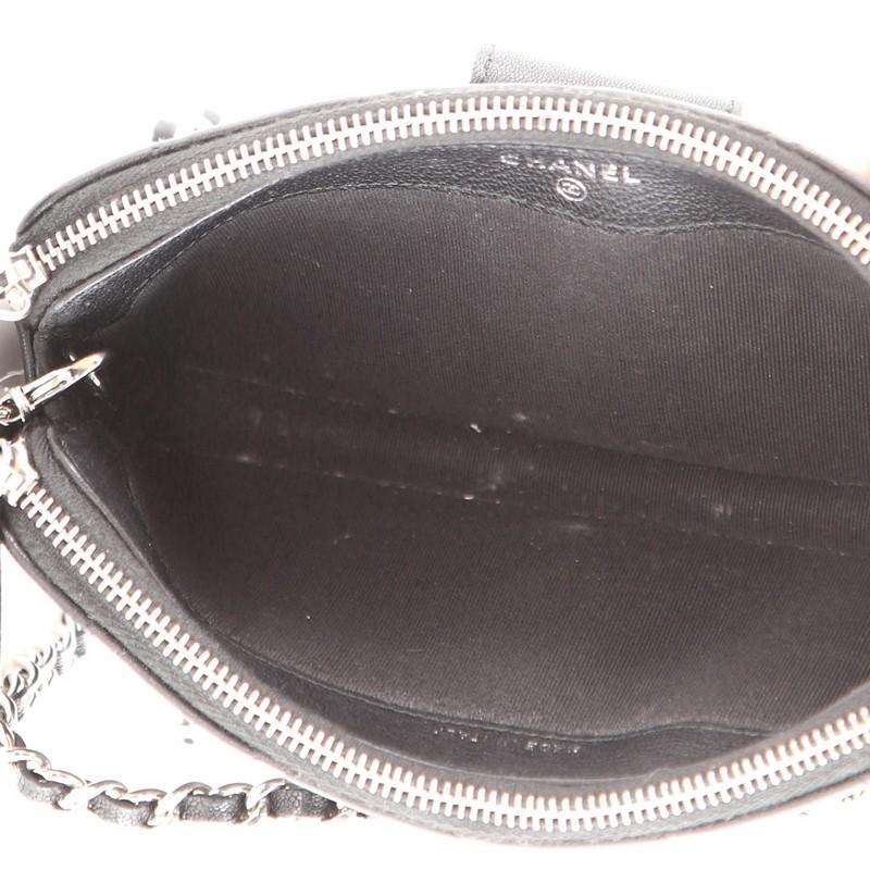 Black Chanel CC Box Double Zip Clutch with Chain Quilted Goatskin