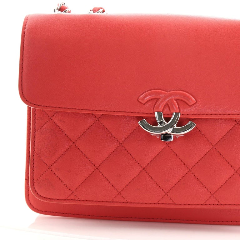 Chanel CC Box Flap Quilted Leather Shoulder Bag Red