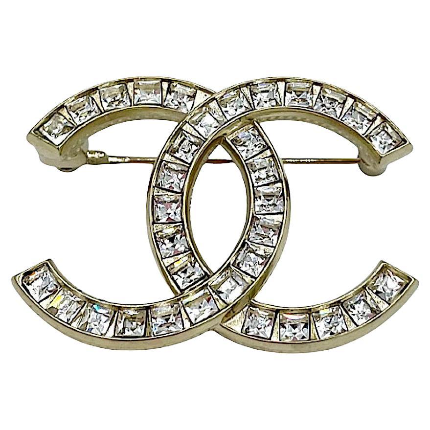 Chanel Double CC Pin Brooch Rhinestones at 1stDibs  chanel rhinestones,  double cc brooch, chanel double c pin