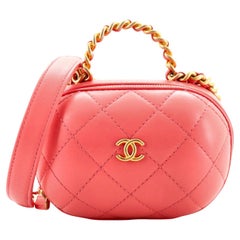 Chanel CC Bubble Top Handle Vanity Case with Chain Quilted Lambskin Small