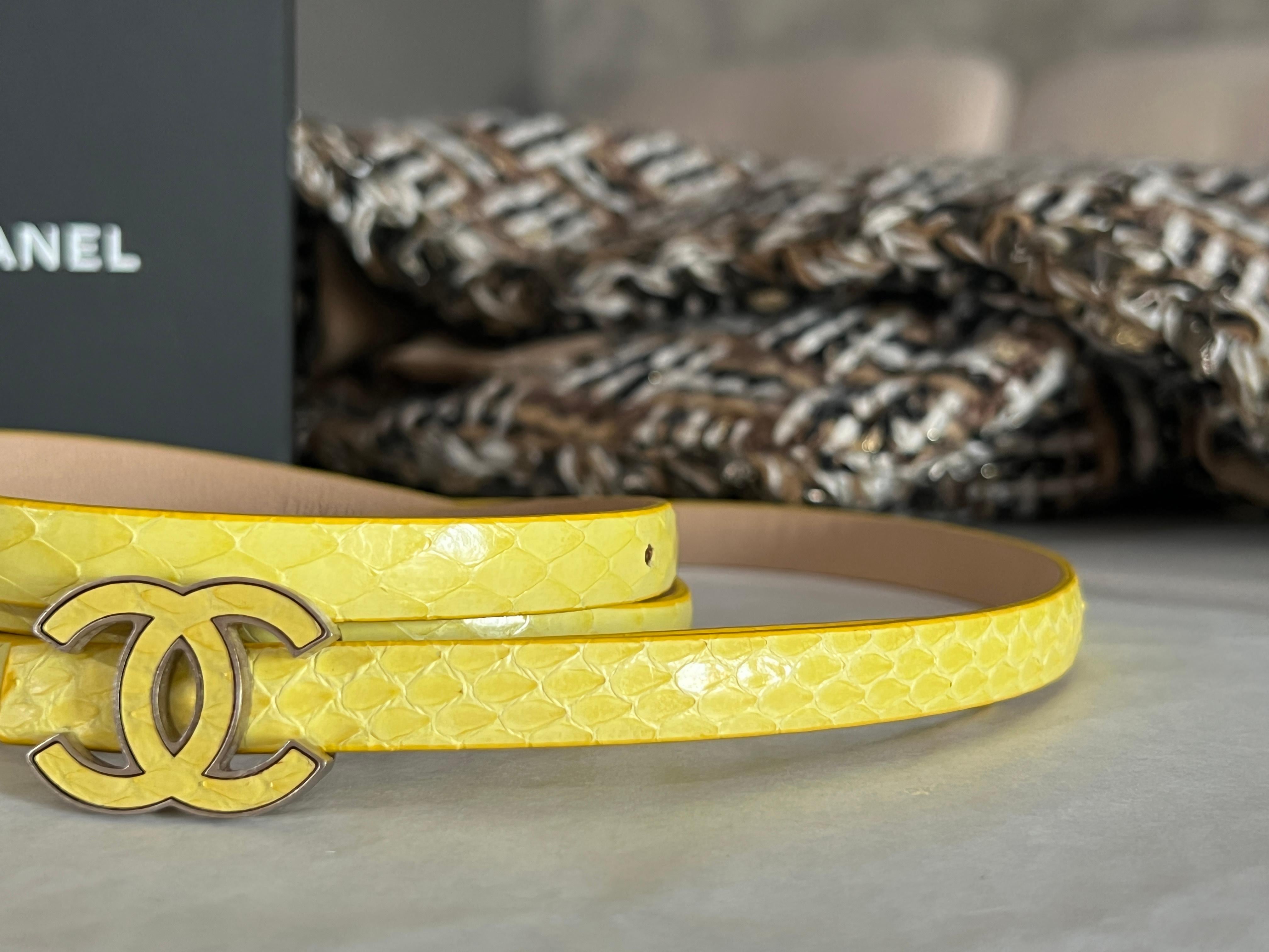 Chanel, CC Buckle Python Belt In Excellent Condition For Sale In Dubai, AE