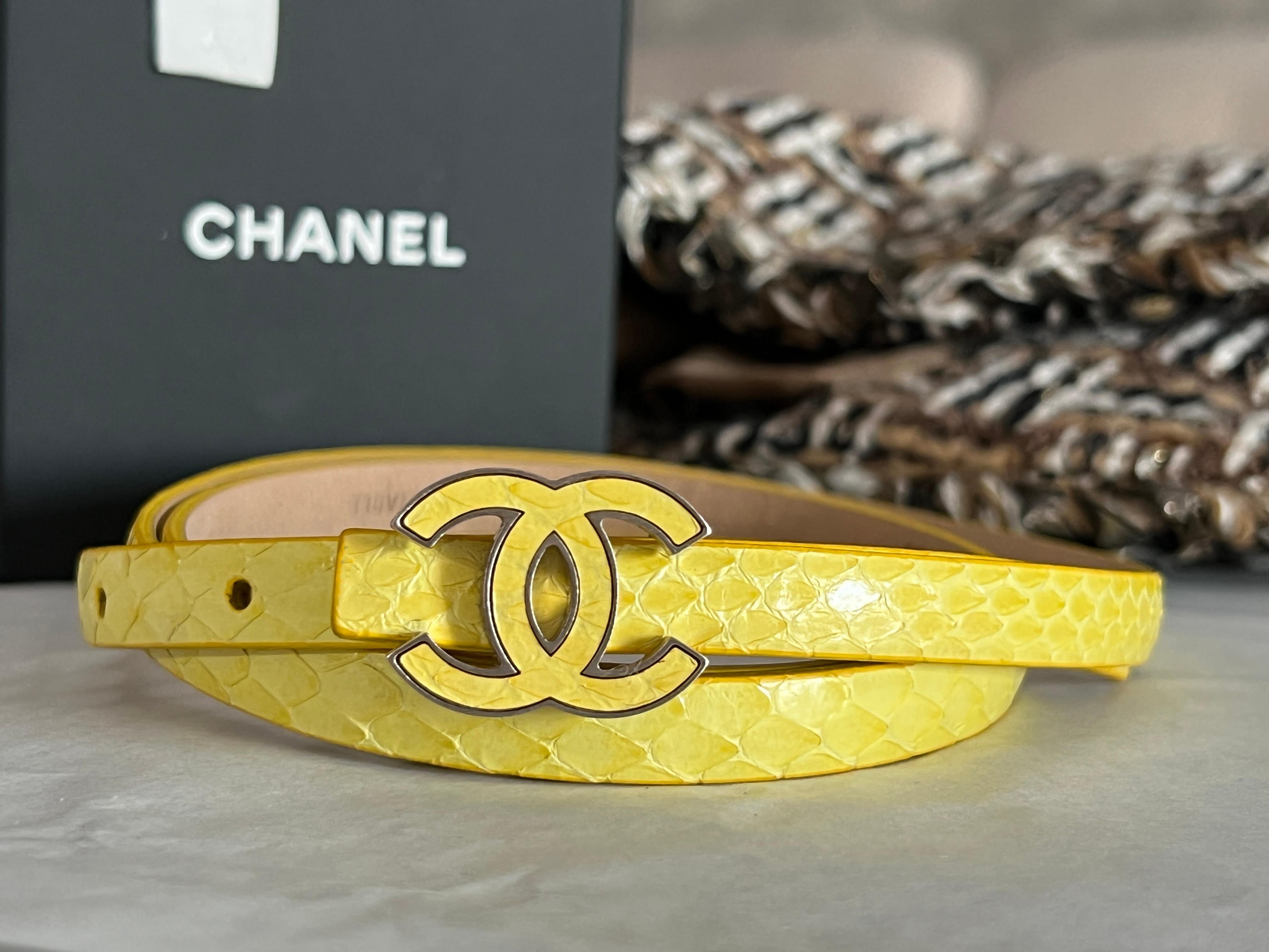 Women's Chanel, CC Buckle Python Belt For Sale
