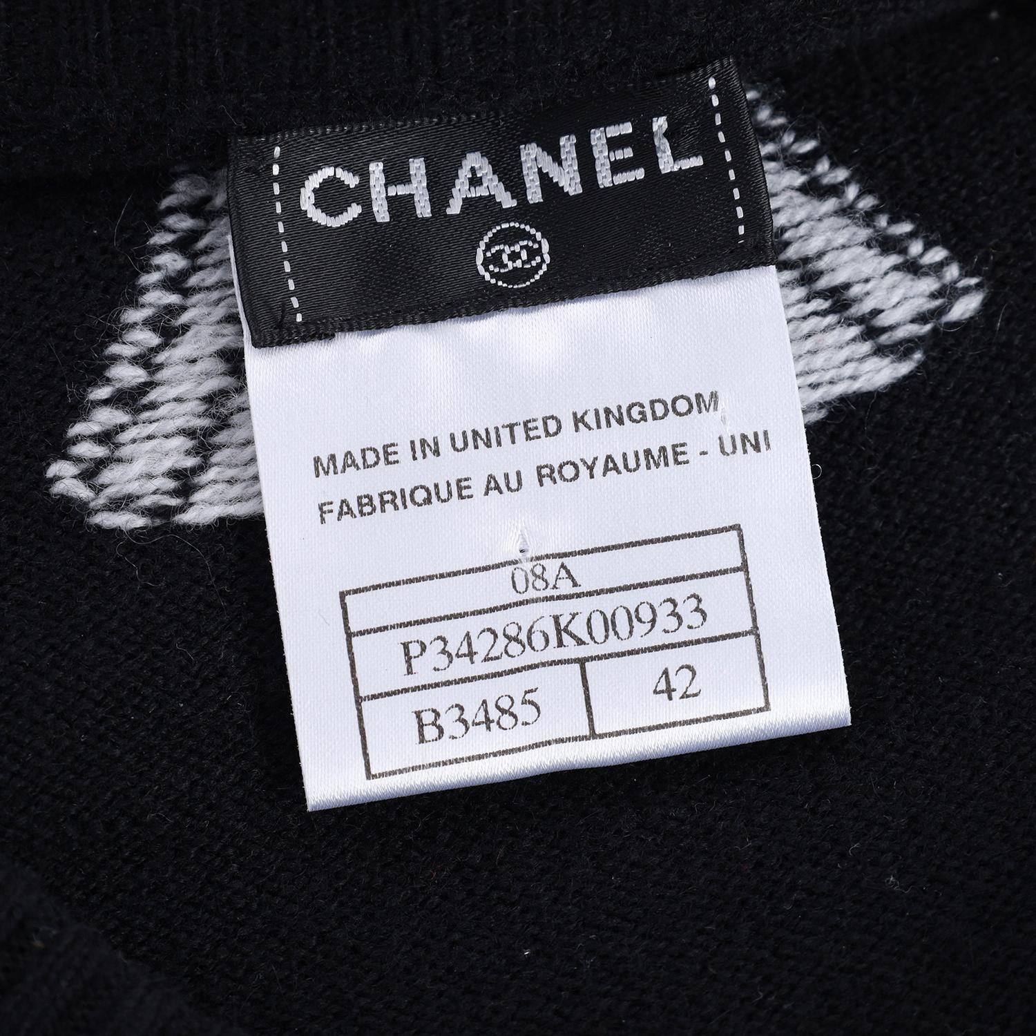 Chanel CC Button Knit Cashmere Dress Nero Taglia 42 US10 in vendita 6