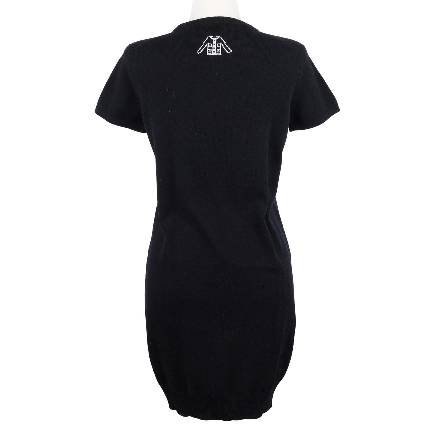 Donna Chanel CC Button Knit Cashmere Dress Nero Taglia 42 US10 in vendita