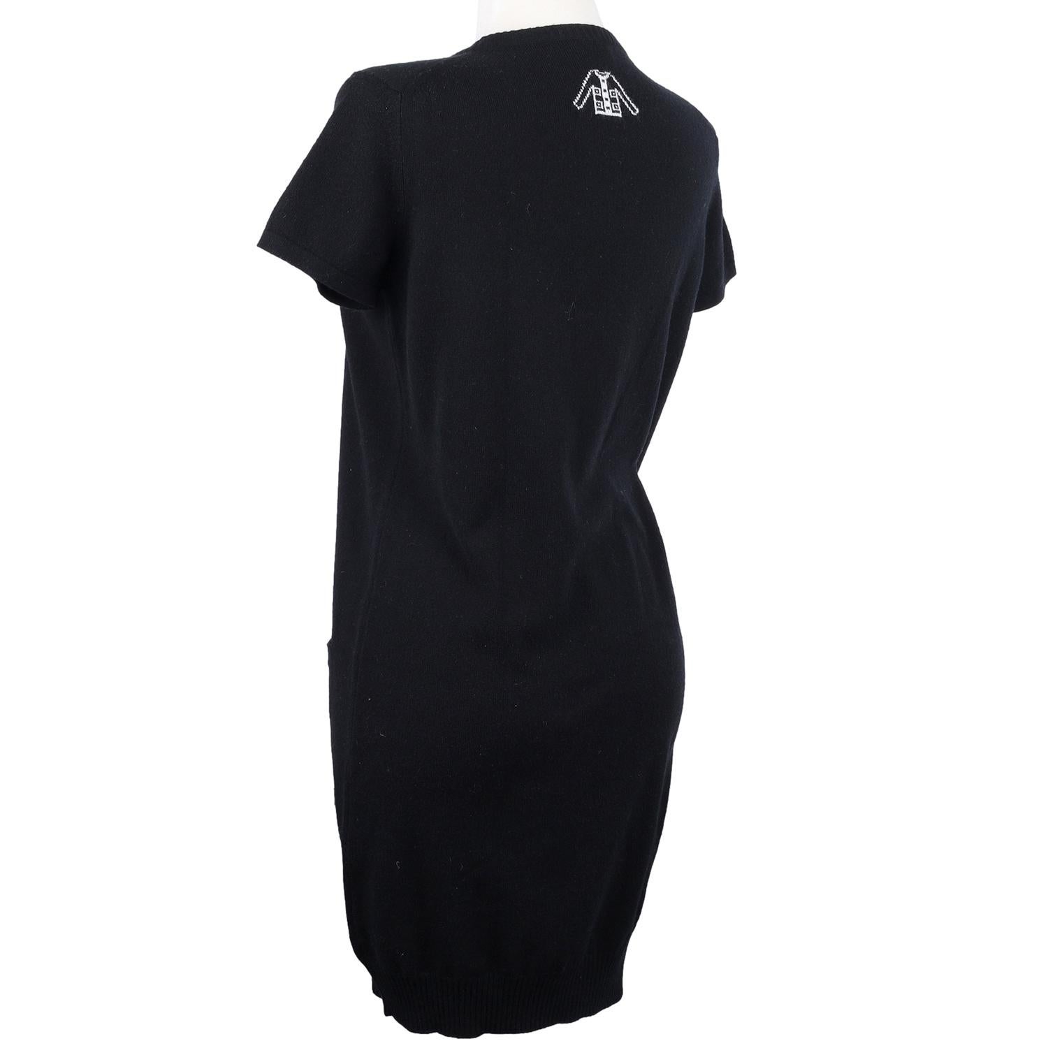 Chanel CC Button Knit Cashmere Dress Nero Taglia 42 US10 in vendita 5
