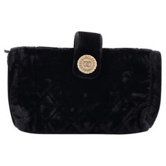 Chanel CC Button Phone Holder Clutch Quilted Velvet Mini