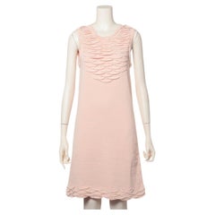 Chanel CC Button Stripe Baumwollkleid ohne Ärmel