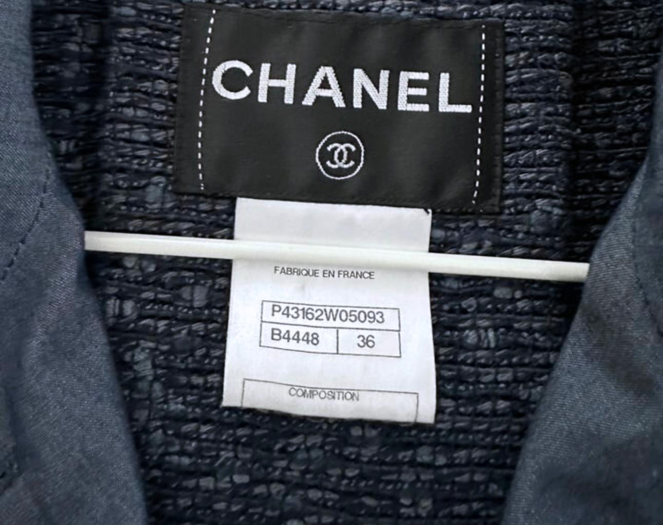 Chanel CC Buttons Belted Tweed Jacket For Sale 5