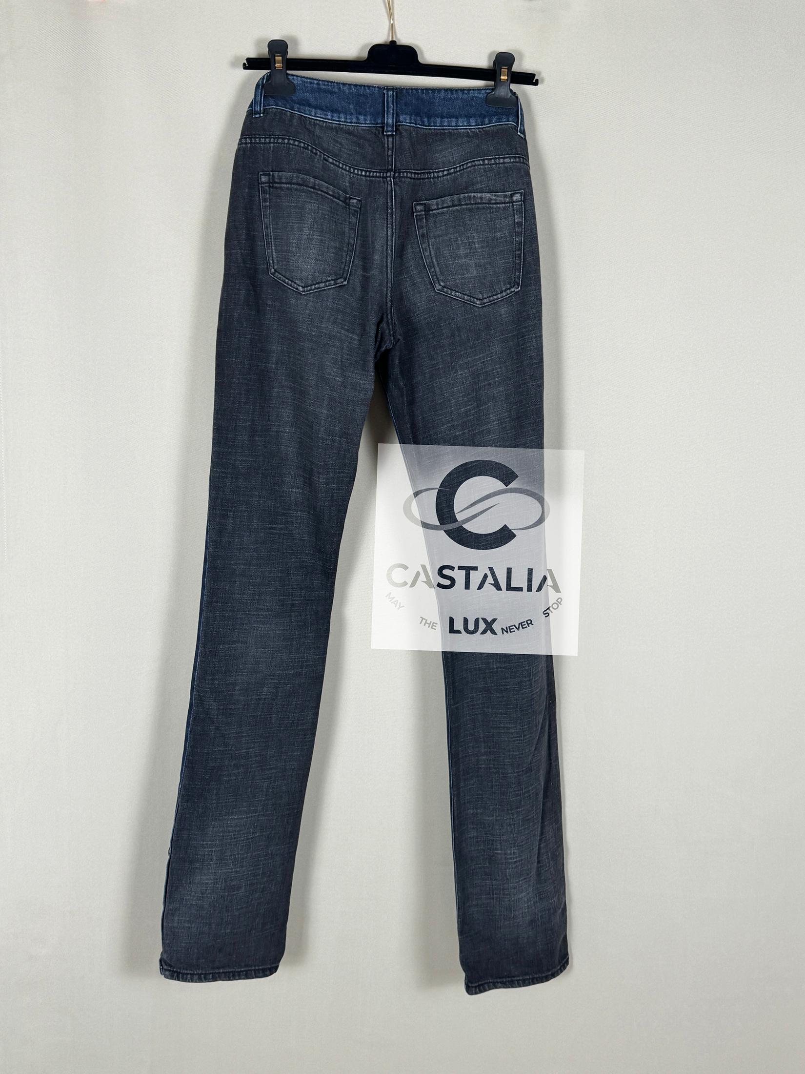 Chanel CC Buttons Bicolour Jeans 36 FR For Sale 2