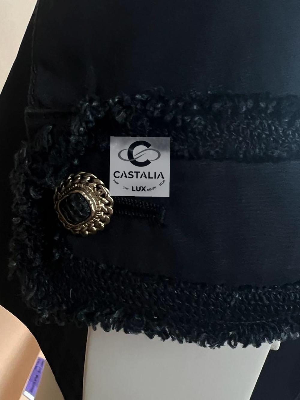Chanel CC Buttons Black Belted Trench Coat 7