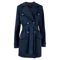 Chanel CC Buttons Black Belted Trench Coat