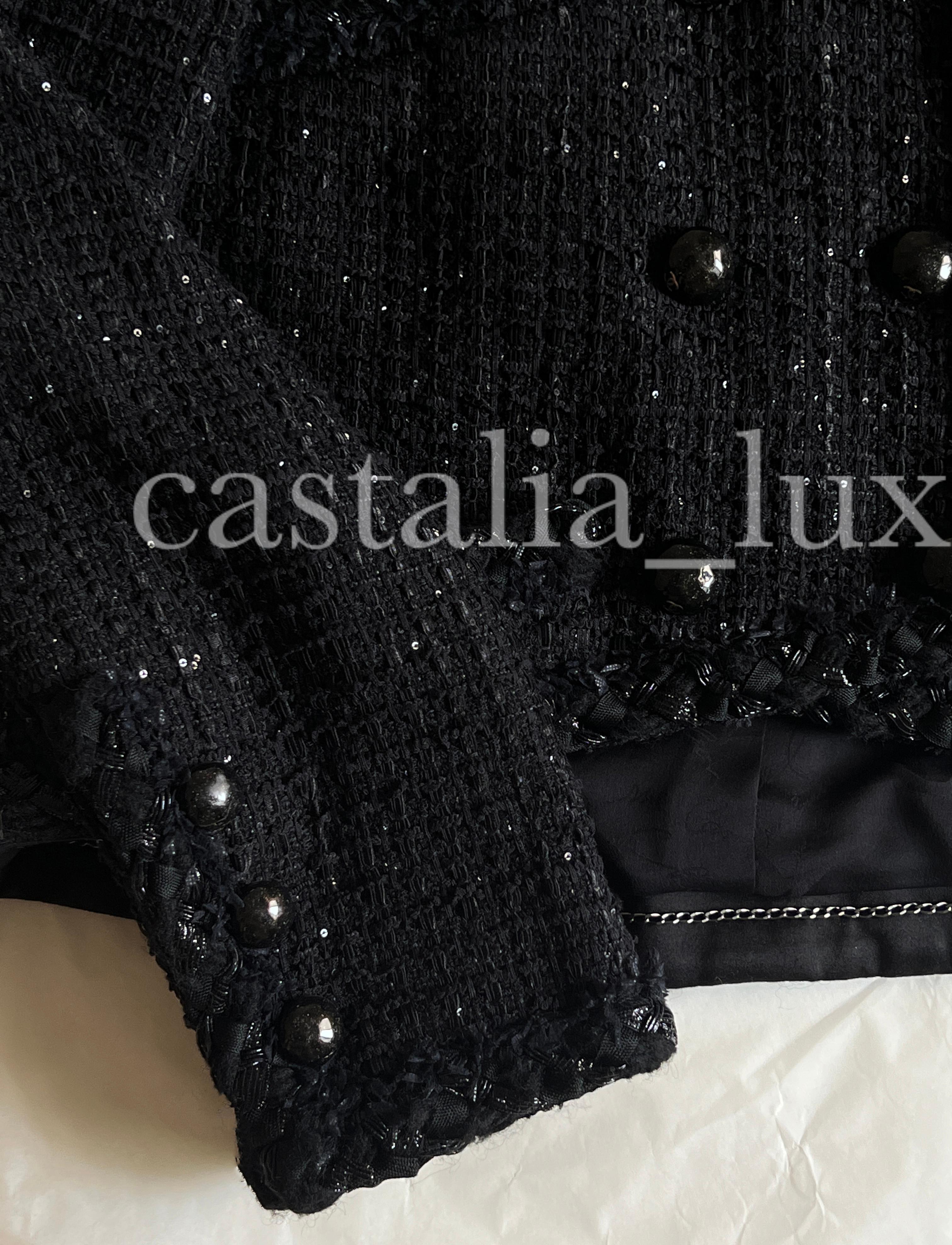 Chanel CC Buttons Black Lesage Tweed Jacket  For Sale 10