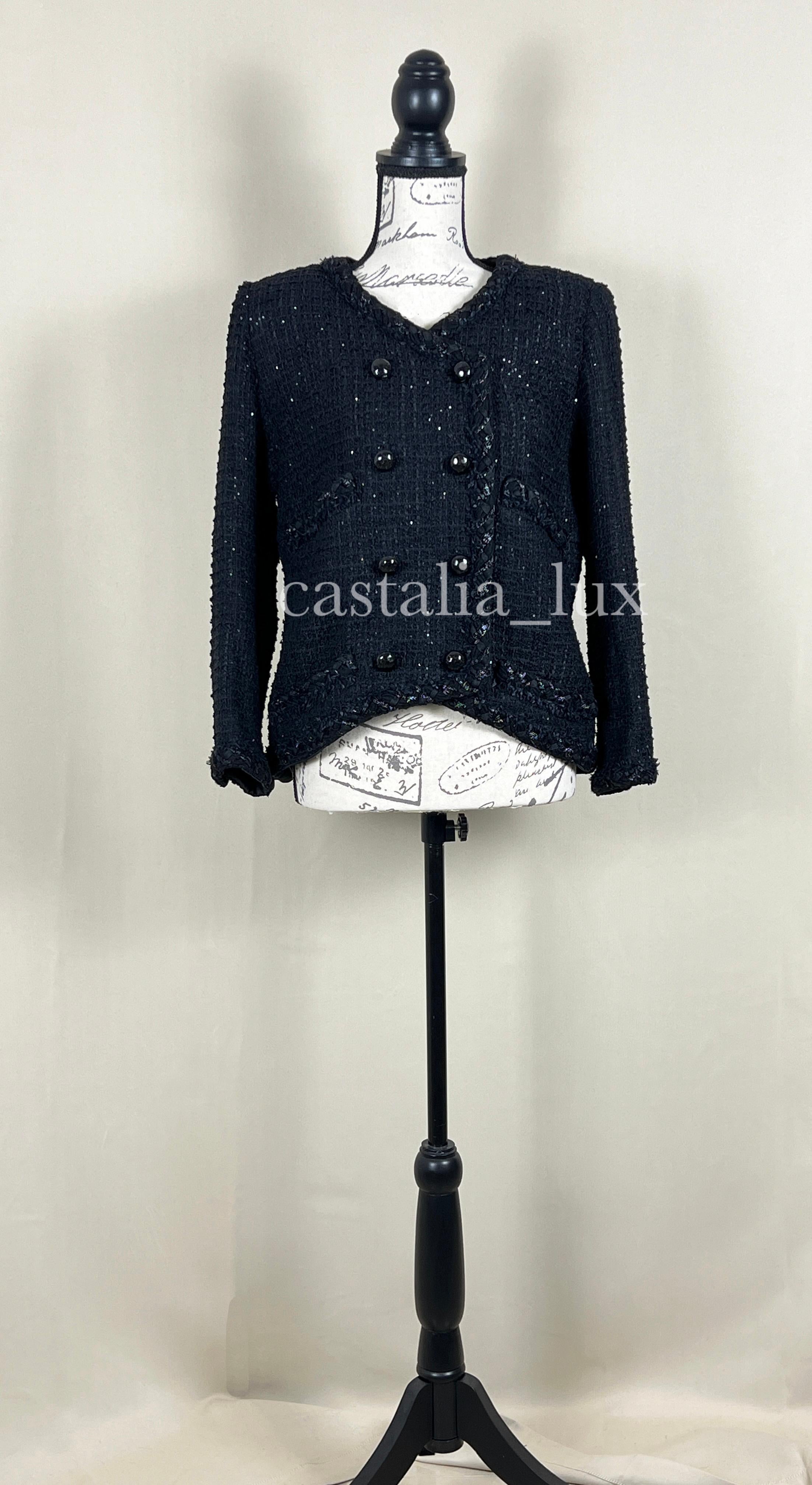 Chanel CC Buttons Black Lesage Tweed Jacket  For Sale 3