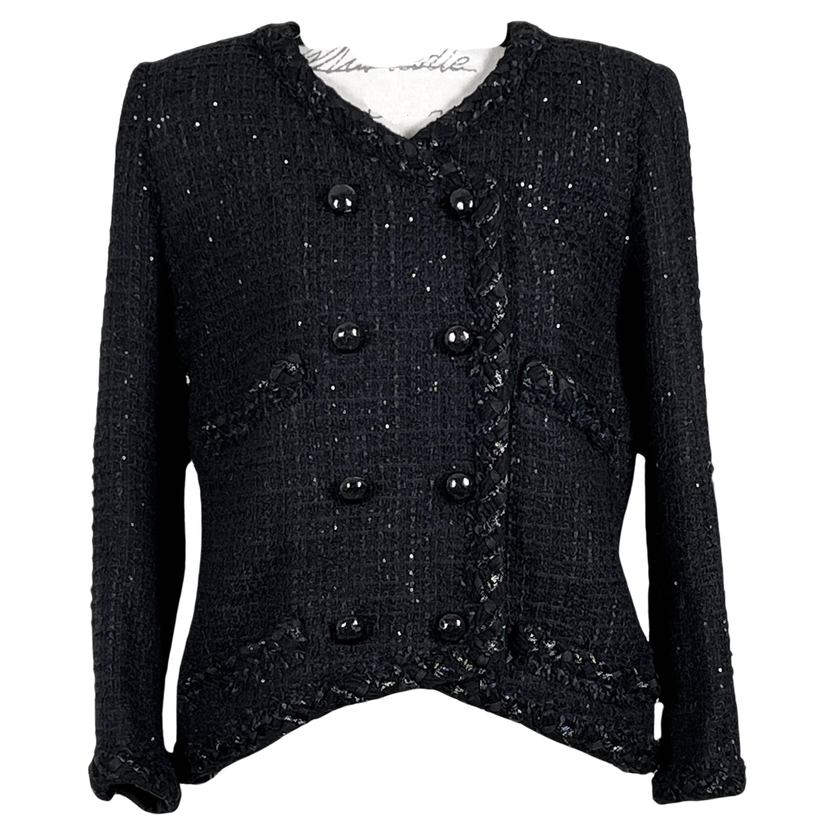 Chanel CC Schwarze Lesage-Tweedjacke mit Knöpfen aus Tweed  im Angebot