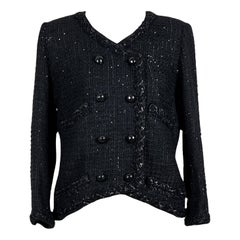 Chanel CC Buttons Black Lesage Tweed Jacket