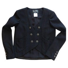 Chanel CC Buttons Black Tweed Jacket