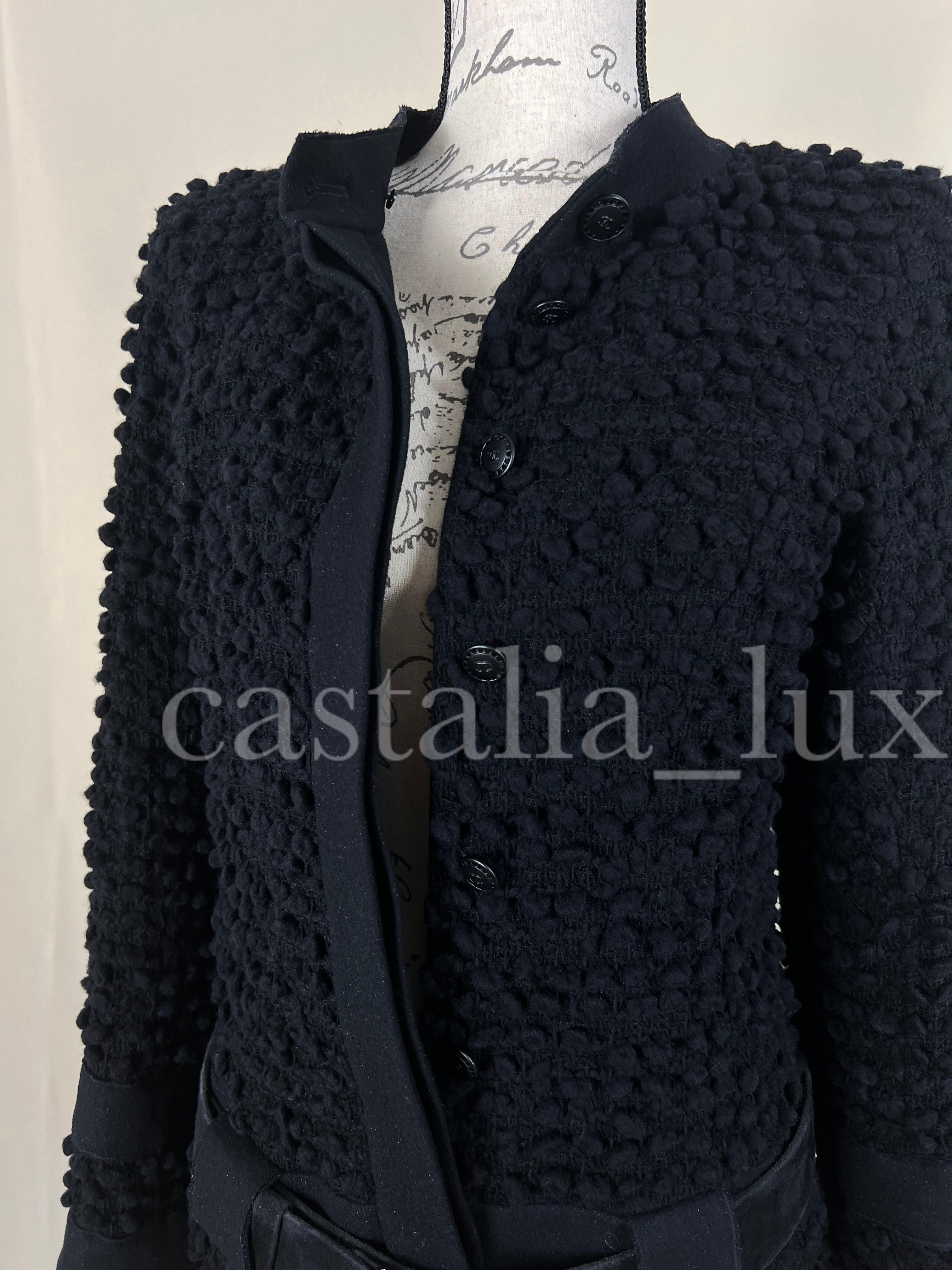 Chanel CC Buttons Black Tweed Jacket with Gripoix Belt 6