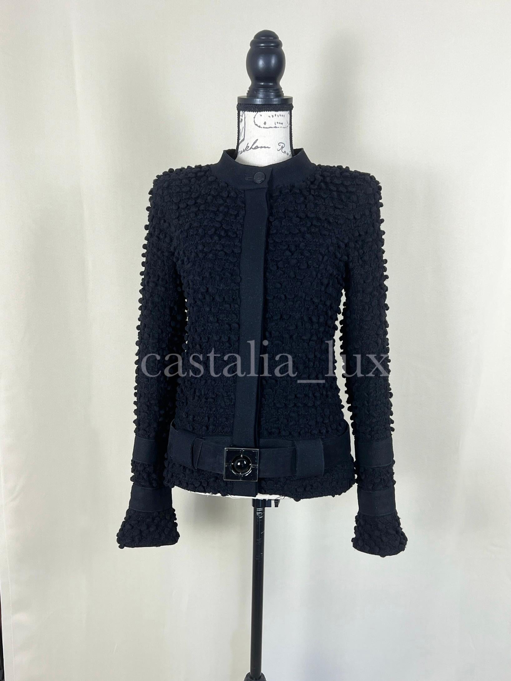 Chanel CC Buttons Black Tweed Jacket with Gripoix Belt 7