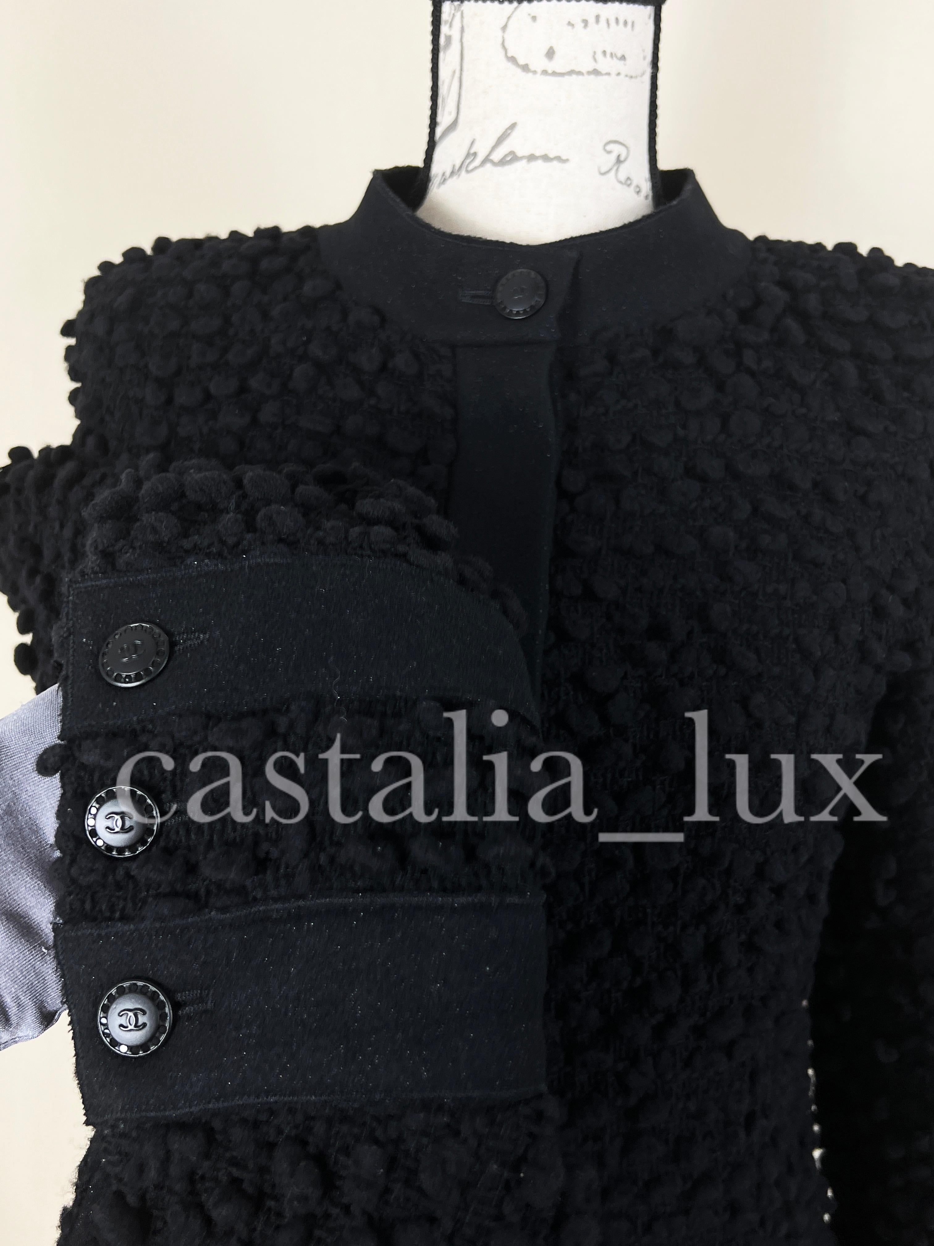 Chanel CC Buttons Black Tweed Jacket with Gripoix Belt 8