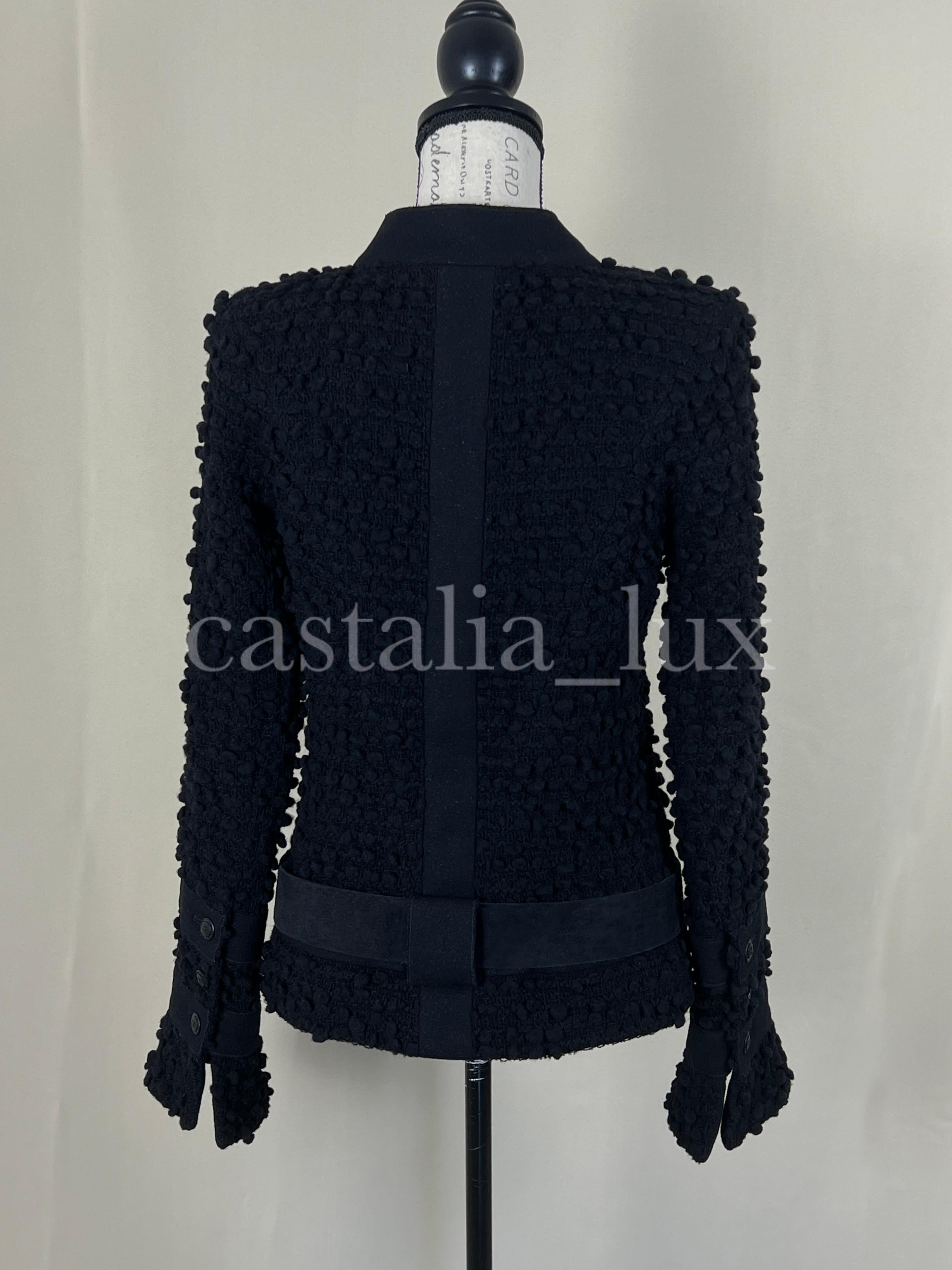 Chanel CC Buttons Black Tweed Jacket with Gripoix Belt 9