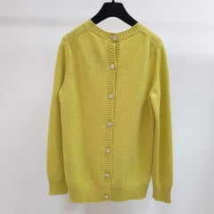 Chanel  CC Buttons Cashmere Yellow Pullover Sweater