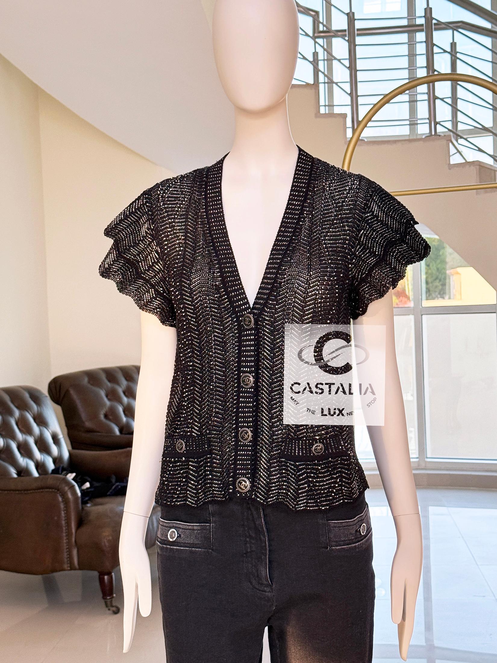Nero Chanel bottoni CC Charme Cardigan nero 34 FR