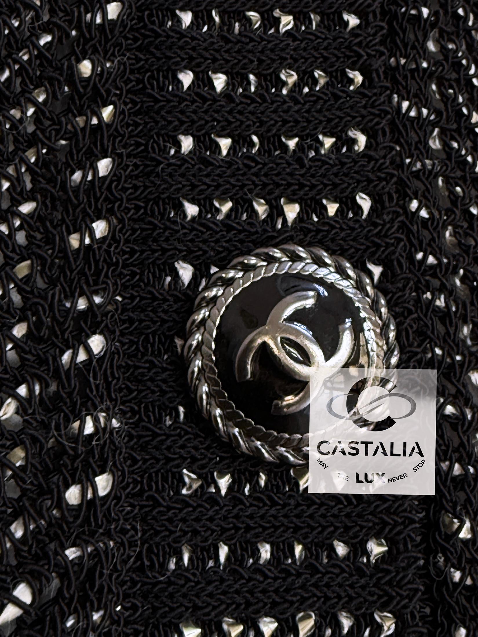 Chanel bottoni CC Charme Cardigan nero 34 FR 1