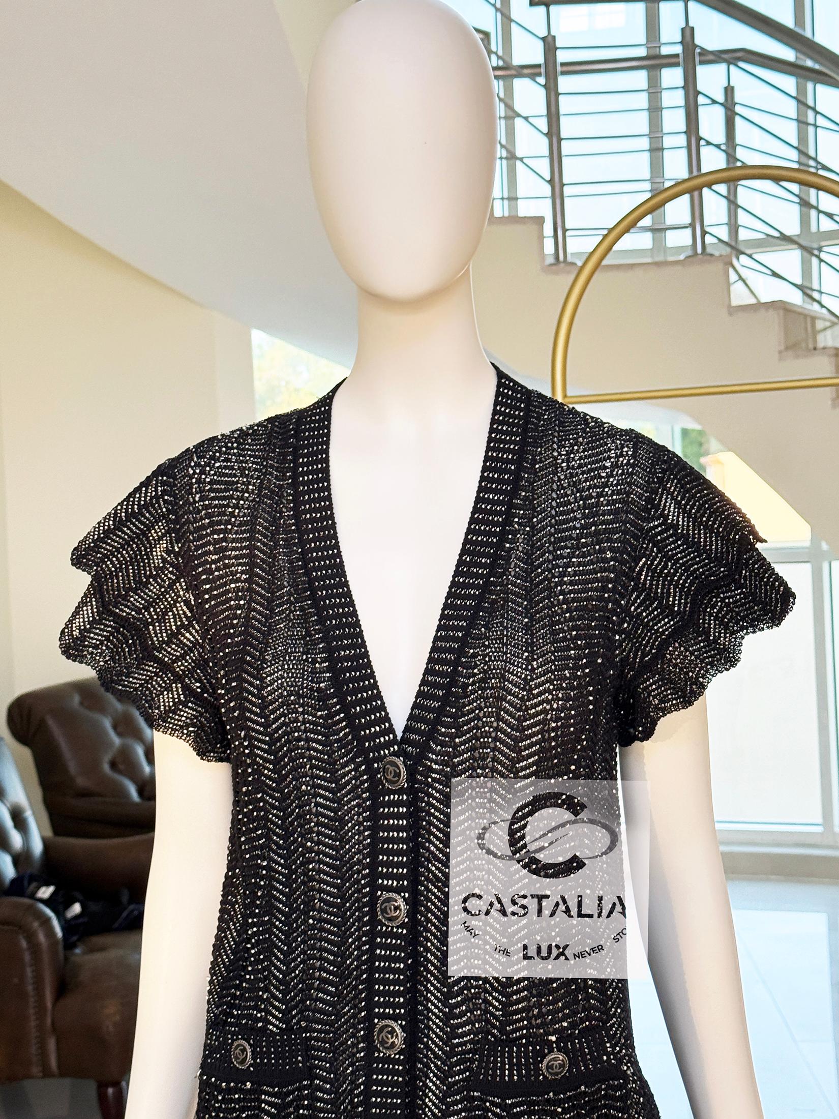 Chanel bottoni CC Charme Cardigan nero 34 FR 2