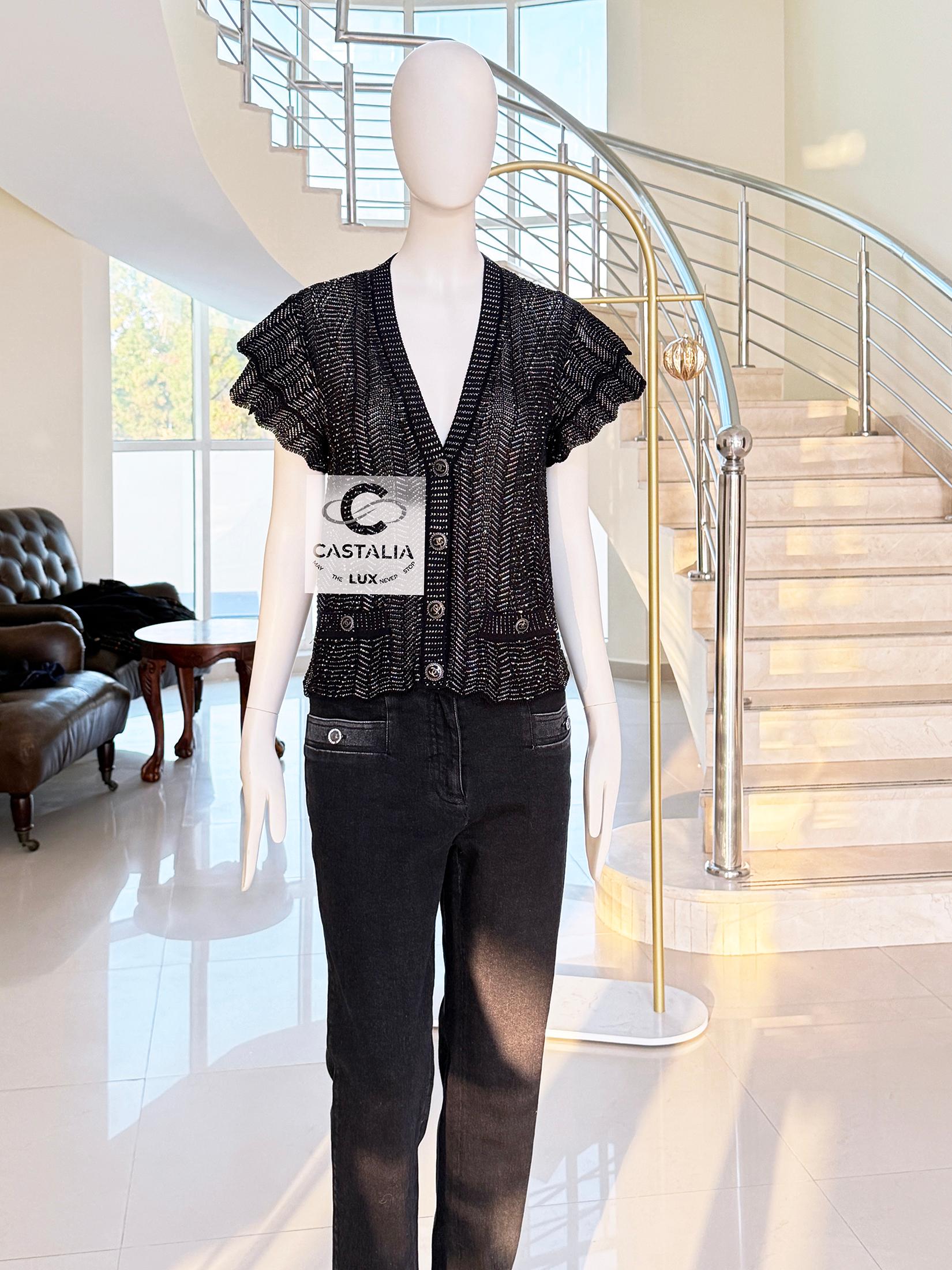Chanel bottoni CC Charme Cardigan nero 34 FR 3